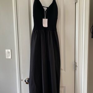 Lucy Paris Black Ribbed-Bodice Maxi Dress